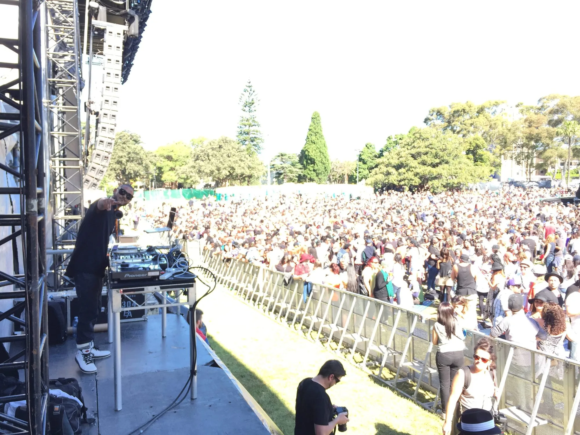 DJ CMAN performing to a large daytime festival crowd in Sydney