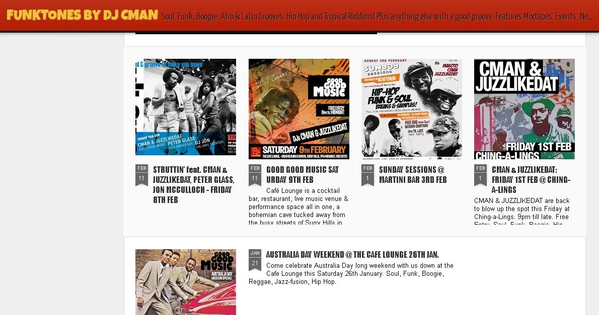 A screen grab of the Funktones blog by DJ CMAN, the site this archive was carried over from