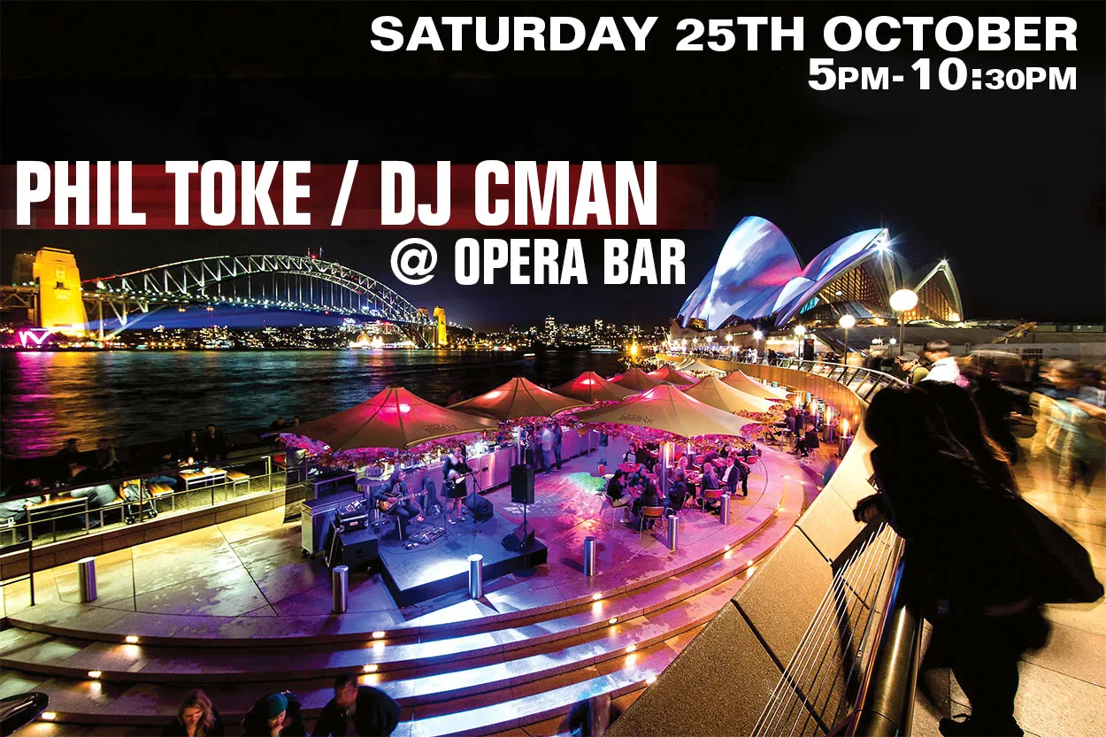 Flyer for Saturday 25 October at Opera Bar, Phil Toke and DJ CMAN back to back from 5pm