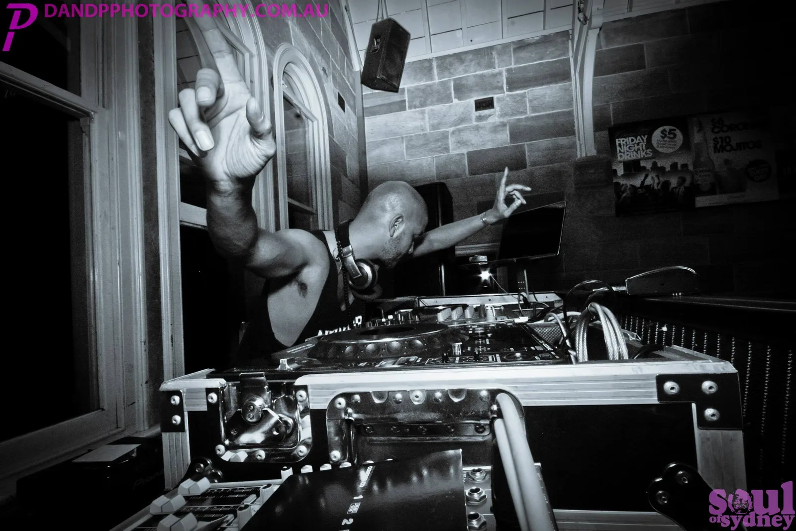 The DJ booth mid-set at the Soul of Sydney block party