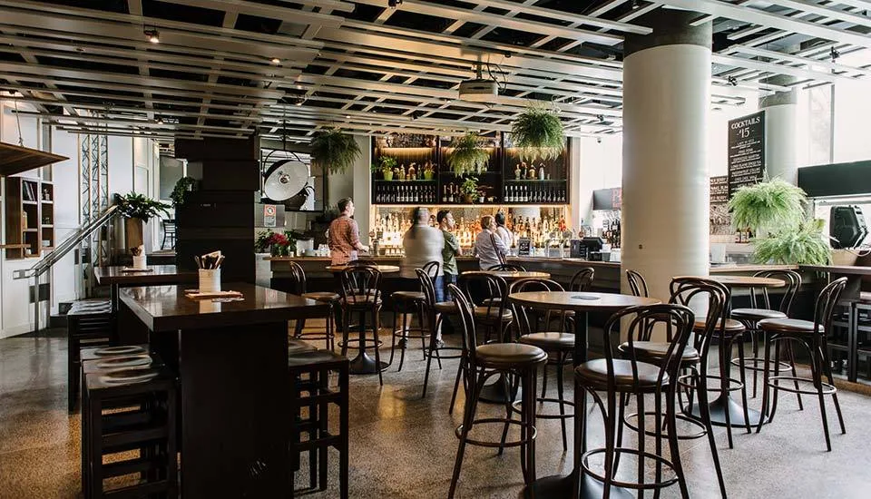 The bar and seating at the Chelsea Hotel, Chatswood