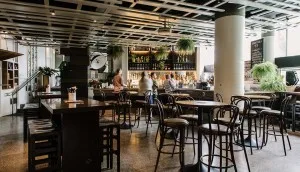 The empty bar and dining room at the Chelsea Hotel, Chatswood