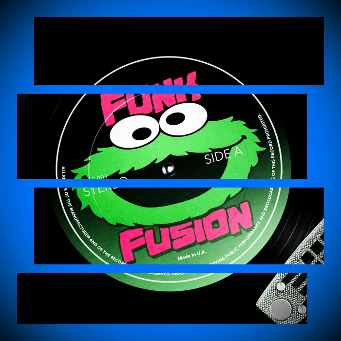 Funk Fusion record artwork on a turntable graphic