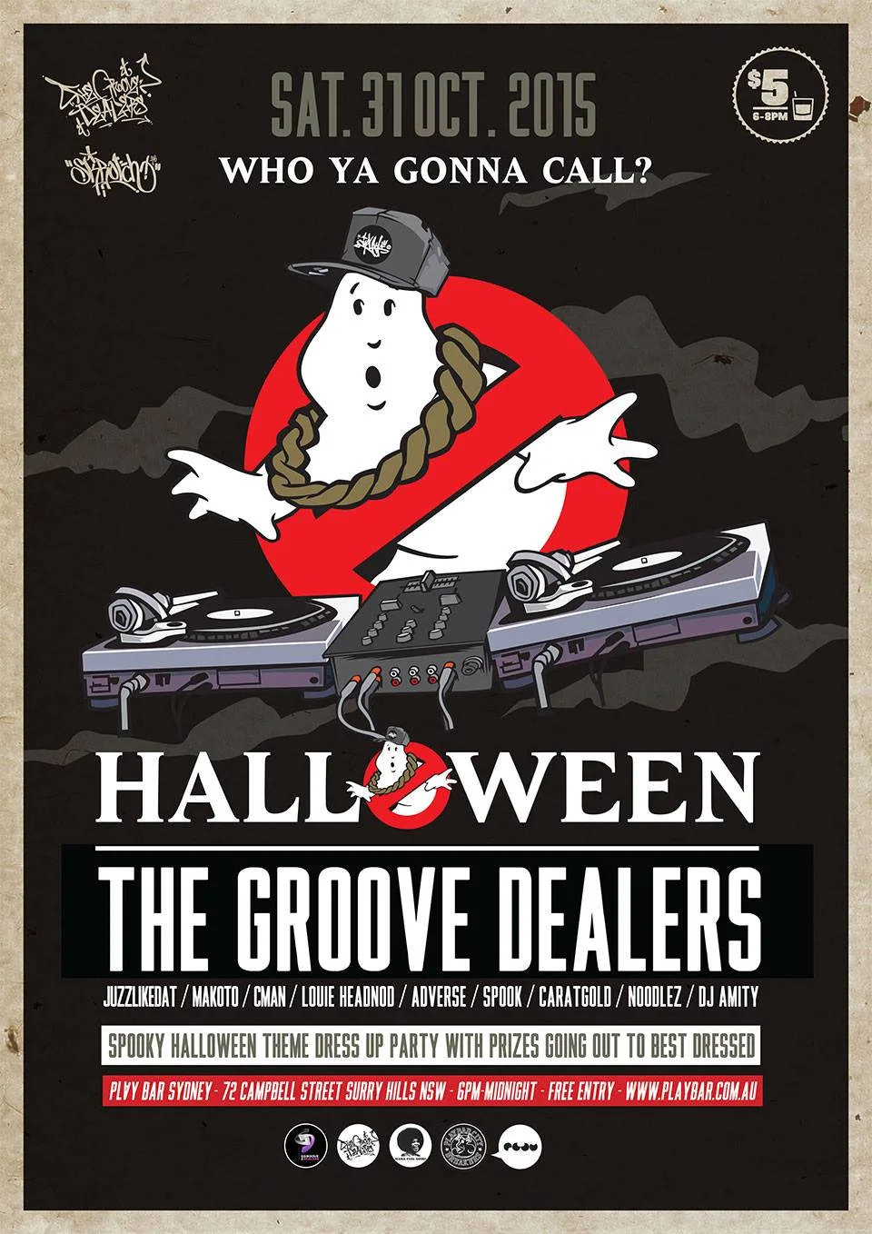 Halloween flyer from the Groove Dealers for Saturday 31 October 2015, who ya gonna call