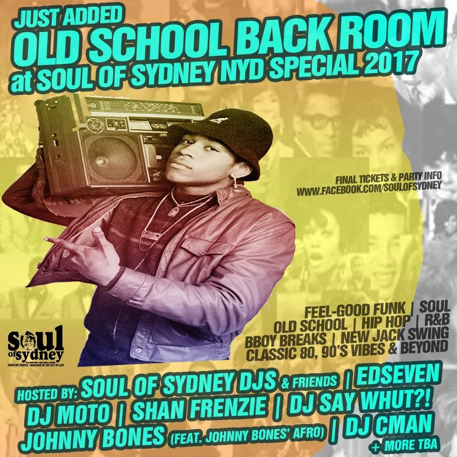 Old School Back Room flyer added to the Soul of Sydney NYD special for 2017