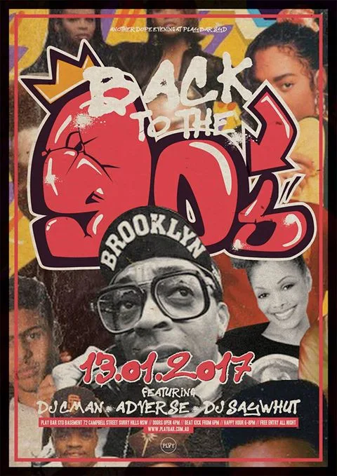 Back to the 90s Brooklyn part two flyer with CMAN, Adverse and DJ Saywhut