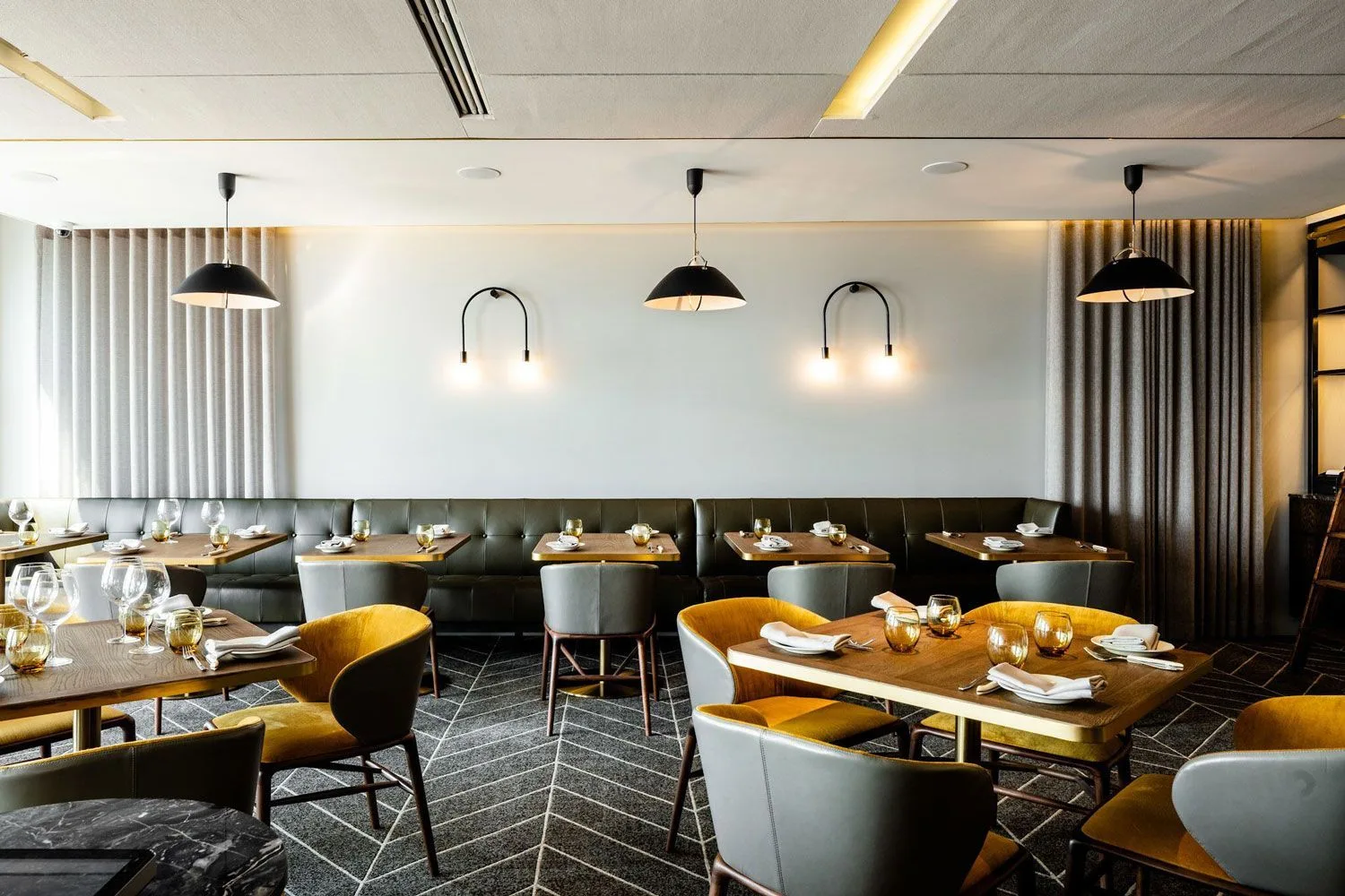 The wine room interior at the Manly Greenhouse, set for service