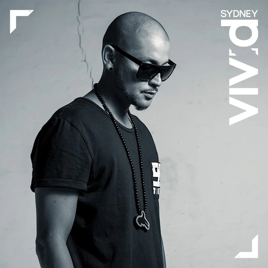 A black and white portrait tile for a Vivid Sydney appearance