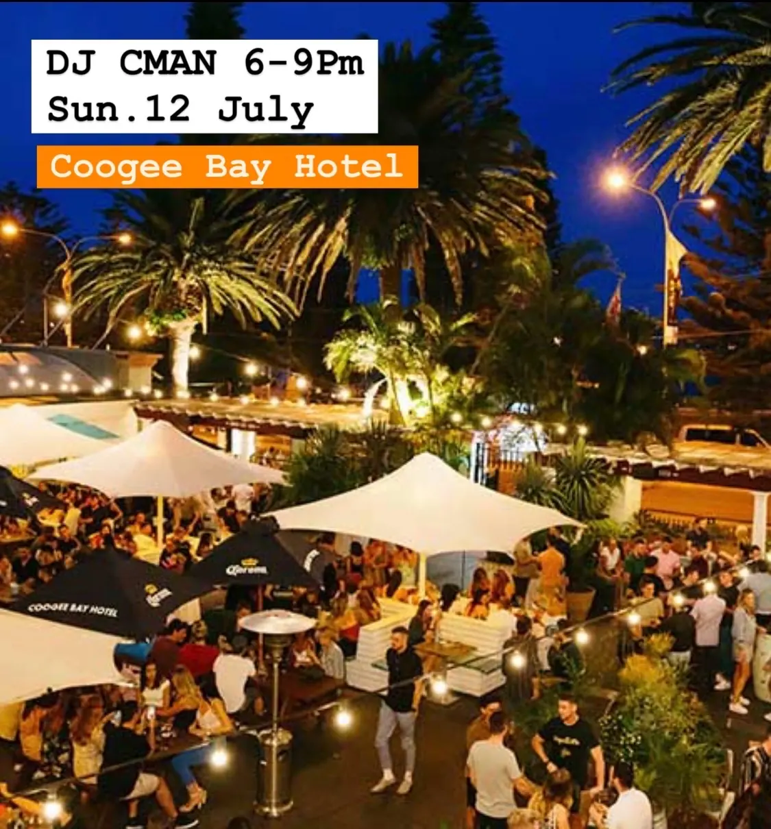 DJ CMAN live at Coogee Bay Hotel Garden Bar, Coogee, Sydney - World Cup Sunday, 12 July 2026, 6-9pm